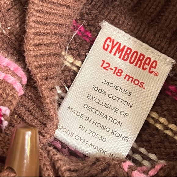 Vintage 100% cotton Striped Brown and Pink Baby girl toddler Cardigan no flaws - Picture 3 of 5